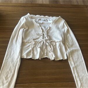 Kimchi Blue Cream Ruffled Tie-Front Blouse